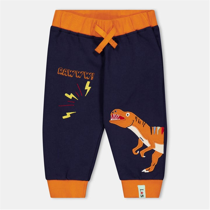 Lilly And Sid Boys Blue Rawr Dino Closed Hem Fleece Joggers in Size 6 - 12 Months, Sports Direct