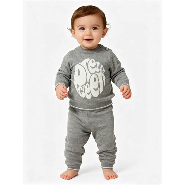 Grey Marl - Pretty Green - Kids' Top and Trouser Pyjama Set