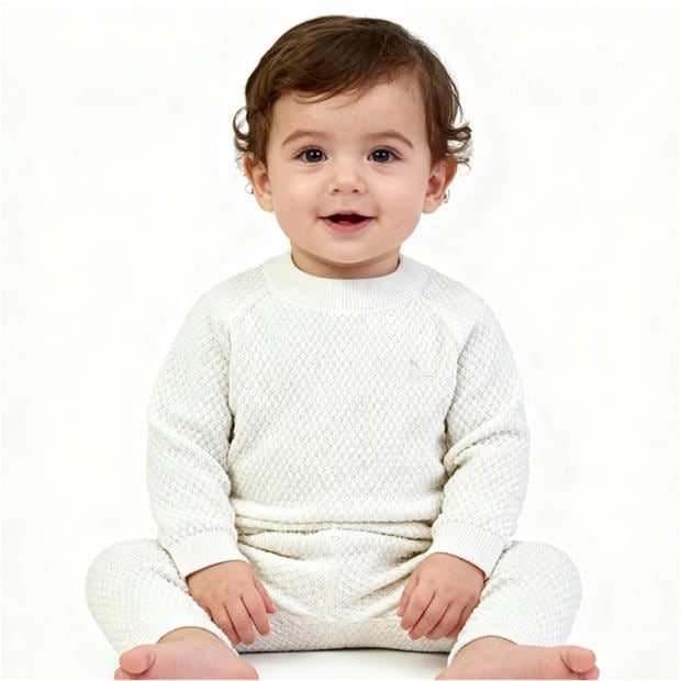 Off White - Jack Wills - Kids Pointelle Cotton Long Sleeve Pyjama Set