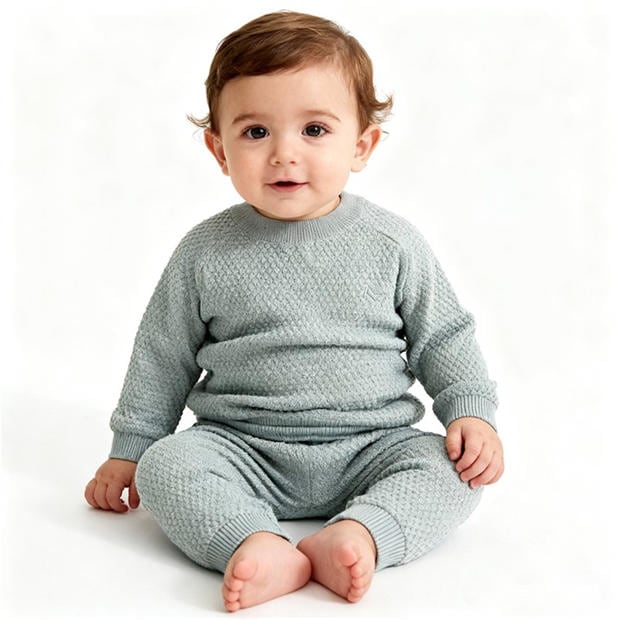 Baby Blue - Jack Wills - Kids' Pointelle Cotton Long Sleeve Pyjama Set