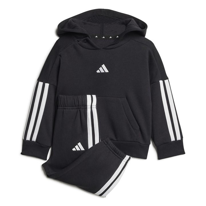 Adidas  Kids Black 3-Stripe Essentials Joggers Set  in Size 0 - 3 Months, Sports Direct