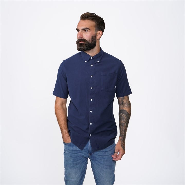 Firetrap Men' Blue Oxford Short Sleeve Shirt in Size S, Sports Direct