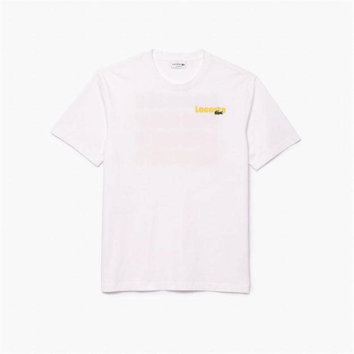 Lacoste Men's White Washed Effect Ombré Print T-Shirt in Size XS, Sports Direct