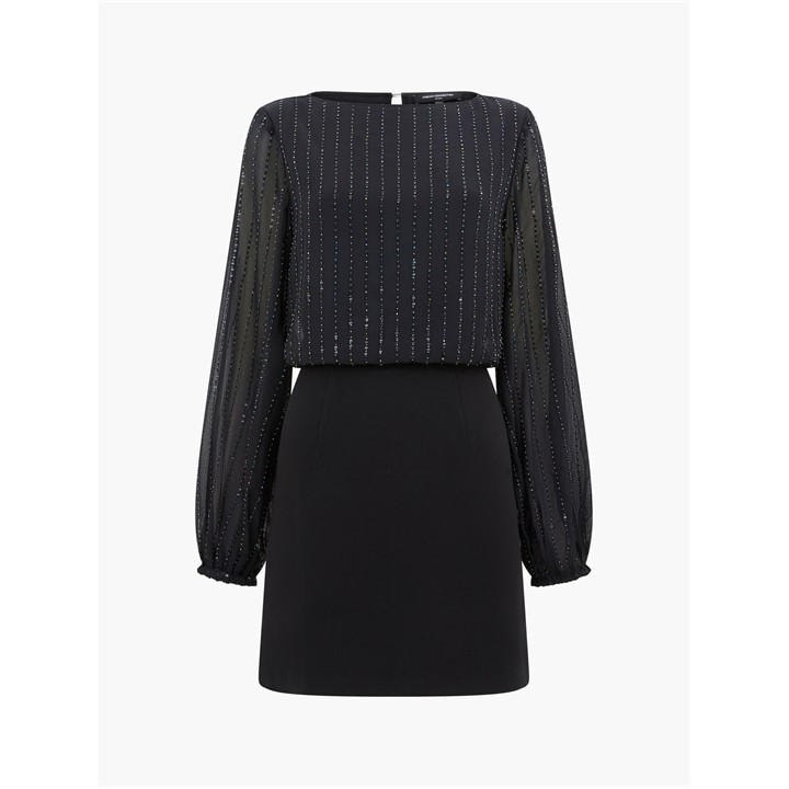 French Connection Women's Black Effy Sequin Shift Dress in Size 8, Sports Direct