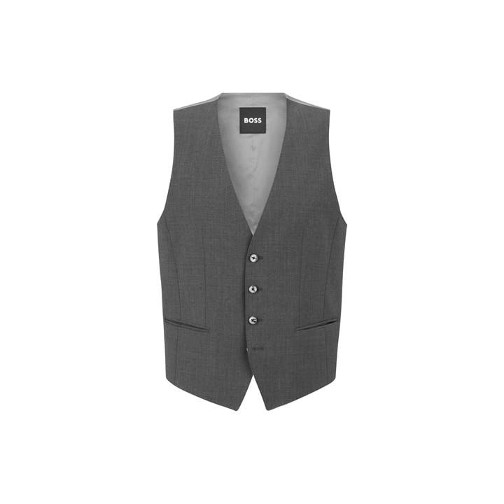 Boss Men's Grey Hbb Jasper Slim-Fit Waistcoat in Size XL, Sports Direct