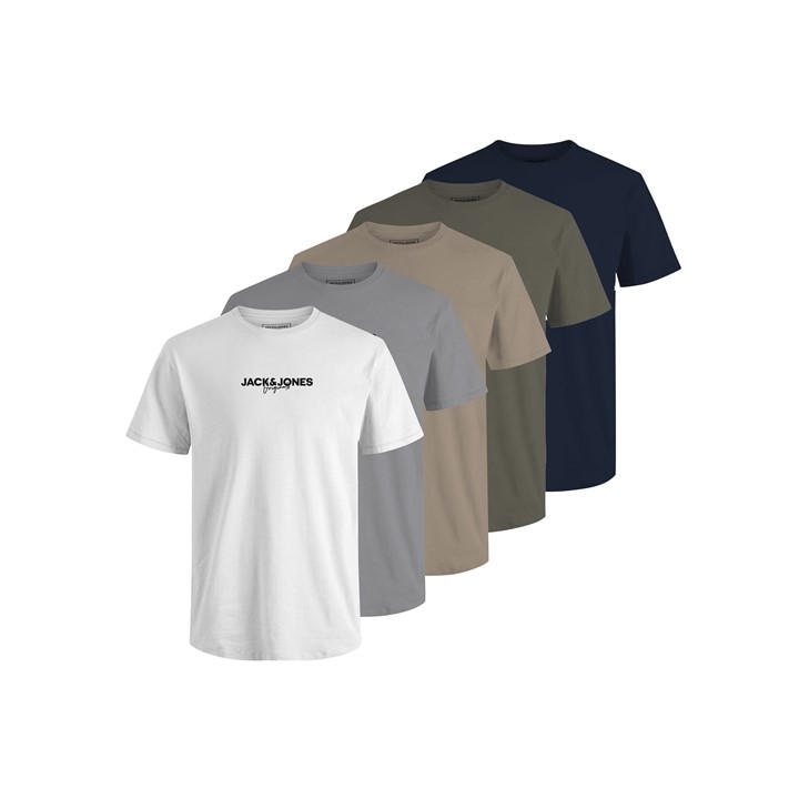 Jack And Jones Men's  5-Pack Short Sleeve T-Shirt in Size L, Sports Direct