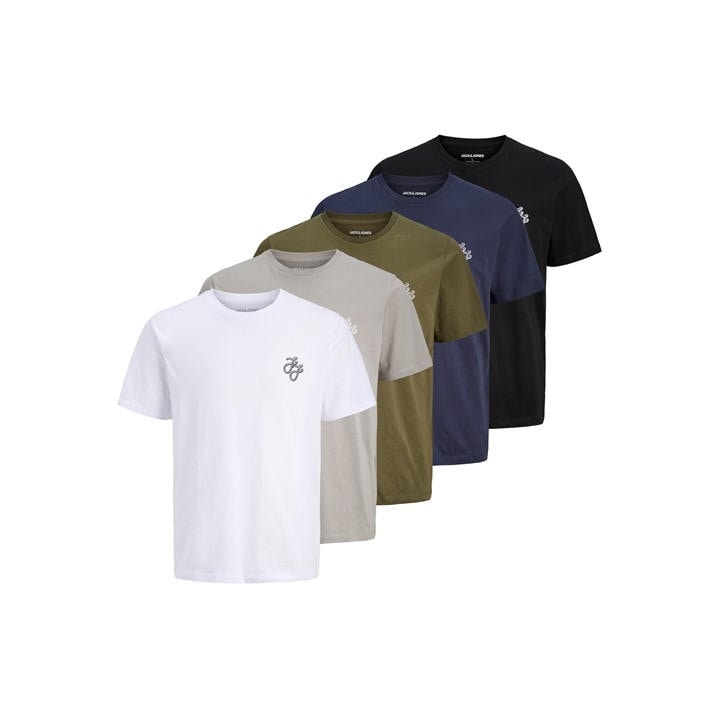 Jack And Jones Men's  5-Pack Short Sleeve T-Shirt in Size L, Sports Direct