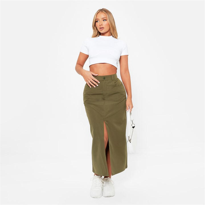 I Saw It First Women's Green Isawitfirst High Waisted Split Hem Midi Skirt in Size 6, Sports Direct