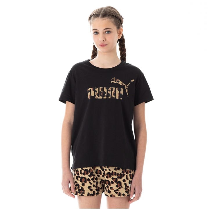 Puma Girls Black Relaxed T-Shirt  in Size S, Sports Direct