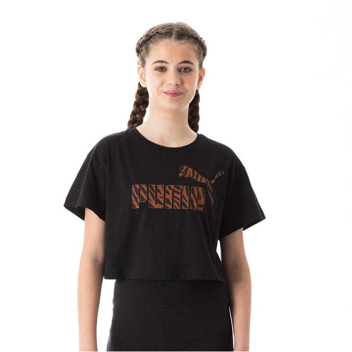 Puma Girls Black Relaxed T-Shirt  in Size 13 - 14 Years, Sports Direct