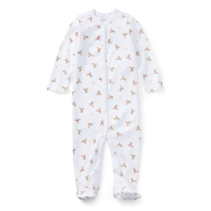 Polo Ralph Lauren  Kids White Kids' All-Over Print Footed Sleepsuit in Size Baby (6 - 9 Mths), Sports Direct