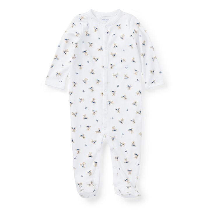 Polo Ralph Lauren  Kids White Kids' All-Over Print Footed Sleepsuit in Size Baby (6 - 9 Mths), Sports Direct