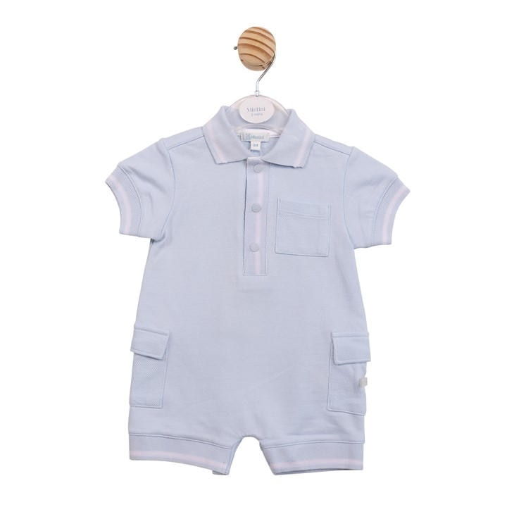 Mintini Baby Boys Blue Baby Romper Set in Size 6 - 9 Months, Sports Direct