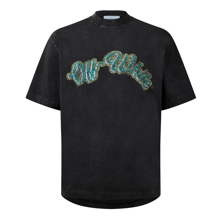 Off White Men's Black Bacchus Skate Prefaded Distressed T-Shirt in Size XS, Sports Direct