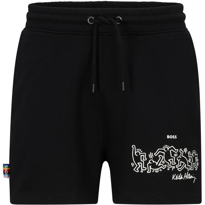Boss Women's Black Haring Relaxed Fit Fleece Jogger Shorts in Size 12, Sports Direct