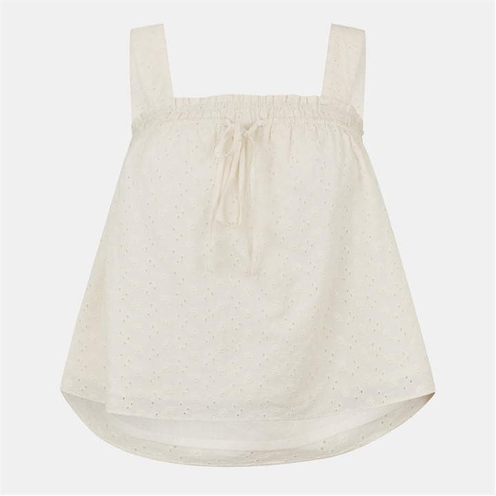 Jack Wills Women's White Broderie Shirred Top in Size 6, Sports Direct