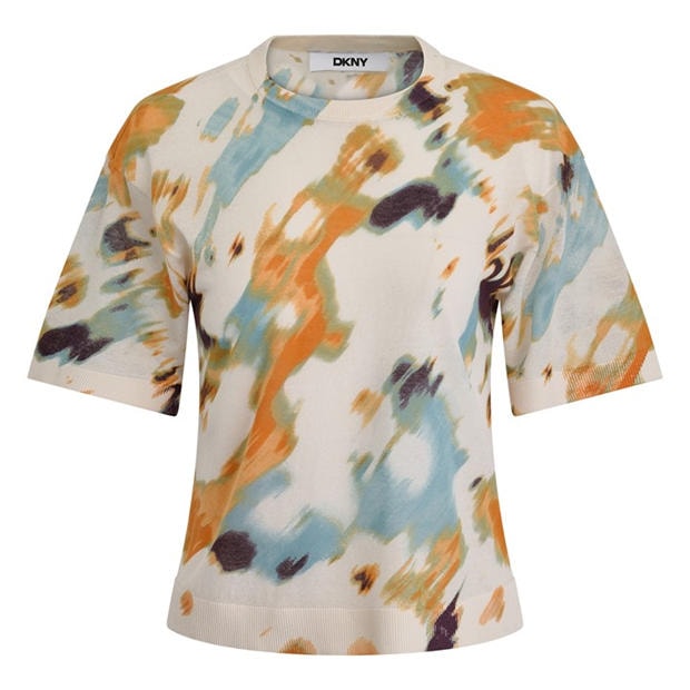 Sunburst Floral - DKNY - Women's Short Sleeve Blouse