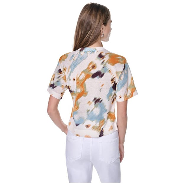 Sunburst Floral - DKNY - Women's Short Sleeve Blouse