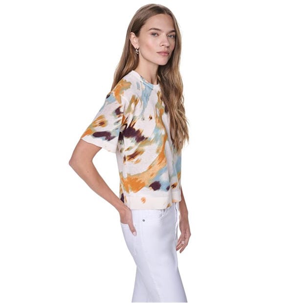Sunburst Floral - DKNY - Women's Short Sleeve Blouse