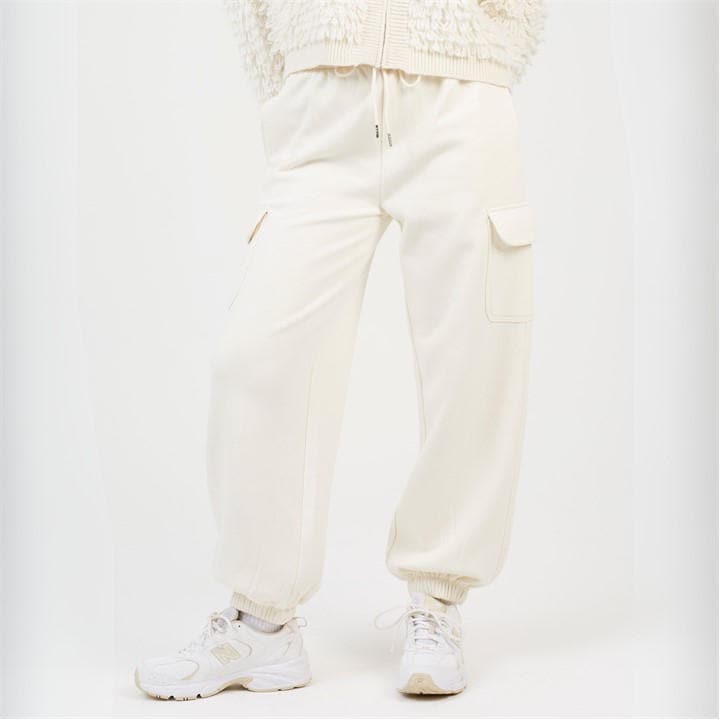 Brave Soul Women's Cream Bs Jersey Cargo Trousers in Size 14, Sports Direct