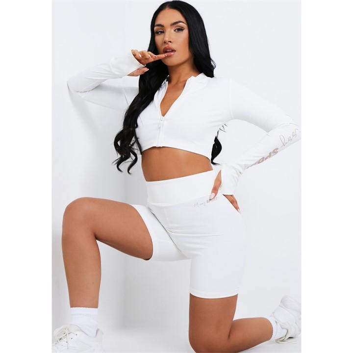 Missy Empire Women's Cream Missy Sport Ruched Bum Gym Shorts in Size 6, Sports Direct