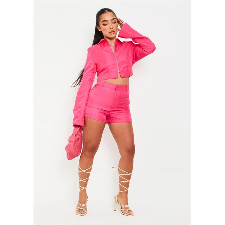 Missy Empire Women's Pink Zip Through Tailored Shorts in Size 6, Sports Direct