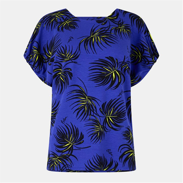 Biba Women's Blue Jersey Tab Short-Sleeve Blouse in Size 12, Sports Direct