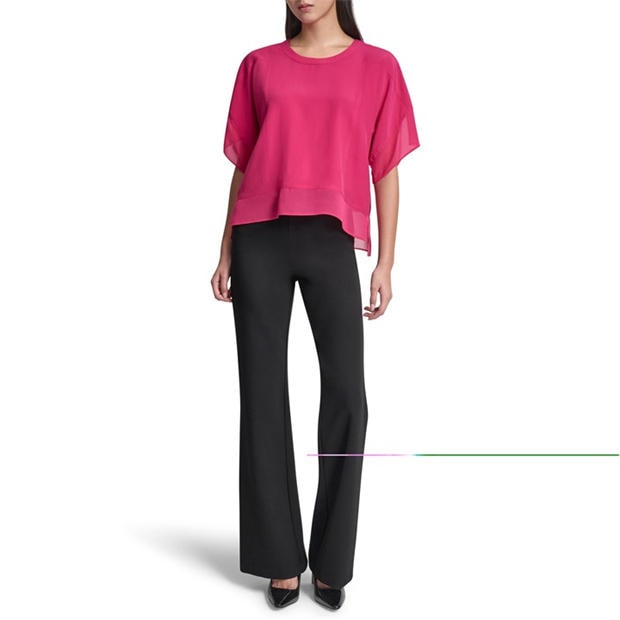 Hot Pink - DKNY - Women's Short Sleeve Blouse