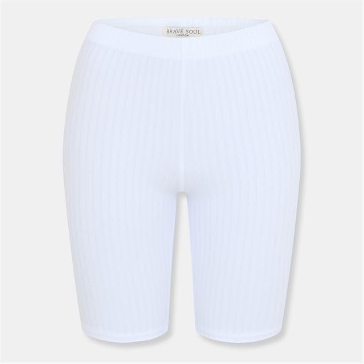 Brave Soul Women's White Ribbed Cycling Shorts in Size 8, Sports Direct