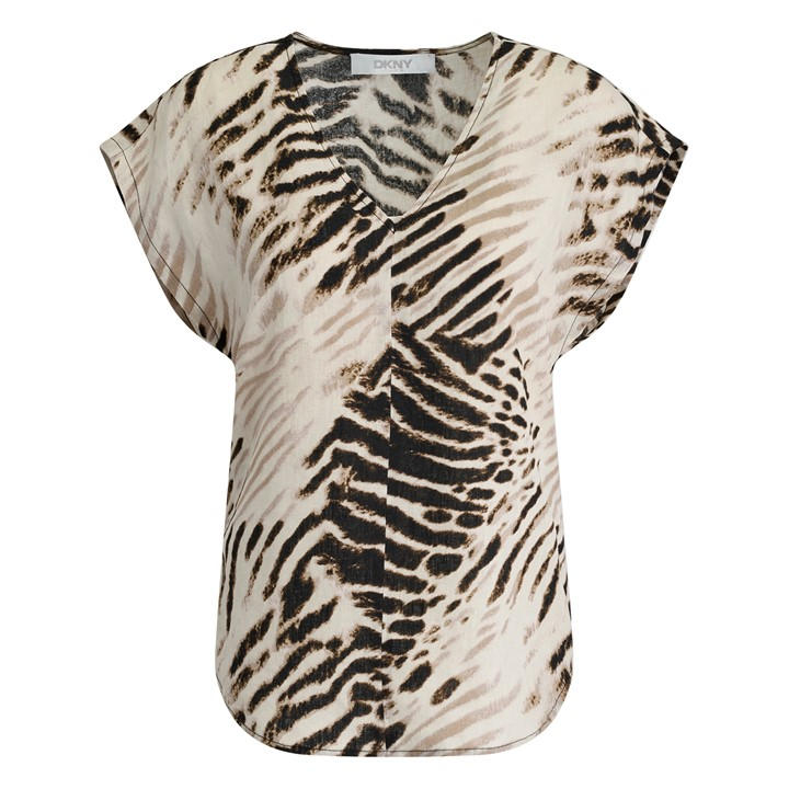 Dkny Women's White Short Sleeve Blouse in Size 14, Sports Direct