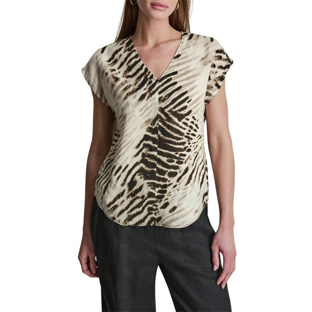Brushed Sandbed - DKNY - Women's Short Sleeve Blouse