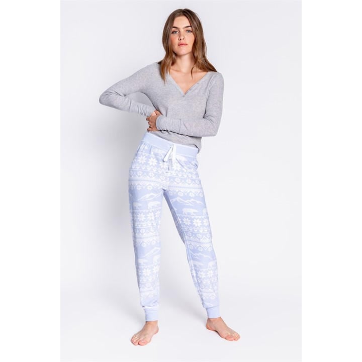 Pj Salvage Women's Blue Snowflake Cuffed Pant in Size 16, Sports Direct