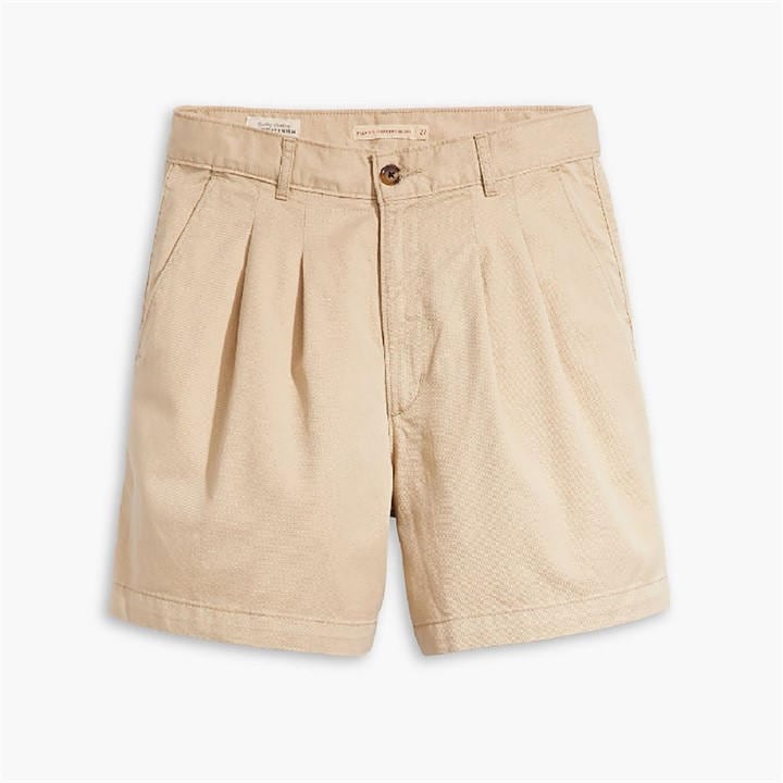 Levis Women's Beige Pleated Tailored Shorts in Size 27 L32, Sports Direct
