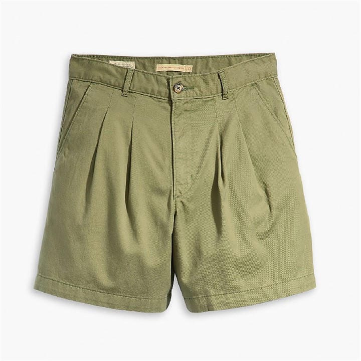 Levis Women's Green Pleated Tailored Shorts in Size 27 L32, Sports Direct
