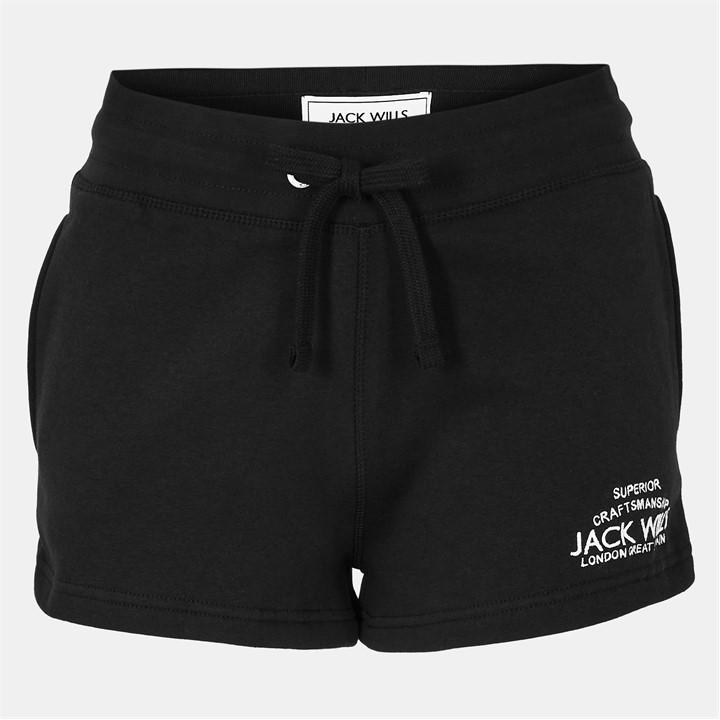 Jack Wills Women's Black Bea Sweatshorts in Size 14, Sports Direct
