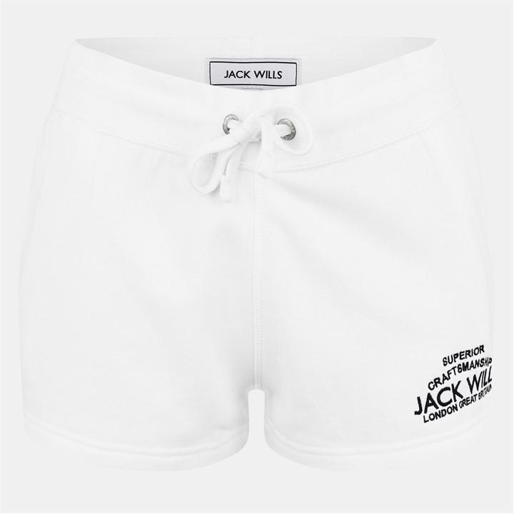 Jack Wills Women's White Bea Sweatshorts in Size 14, Sports Direct