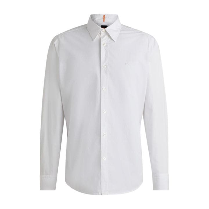 Boss Men' White Relegant 6 M Plain Long-Sleeve Shirt in Size S, Sports Direct