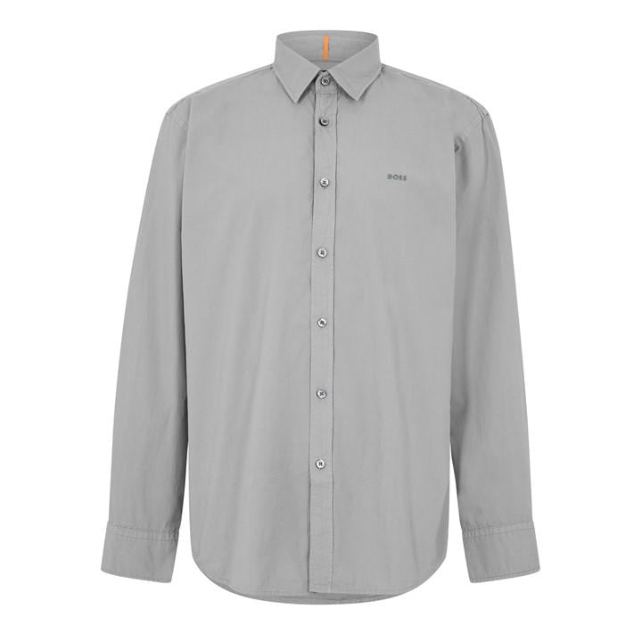 Boss Men's Grey Relegant 6 M Plain Long-Sleeve Shirt in Size L, Sports Direct