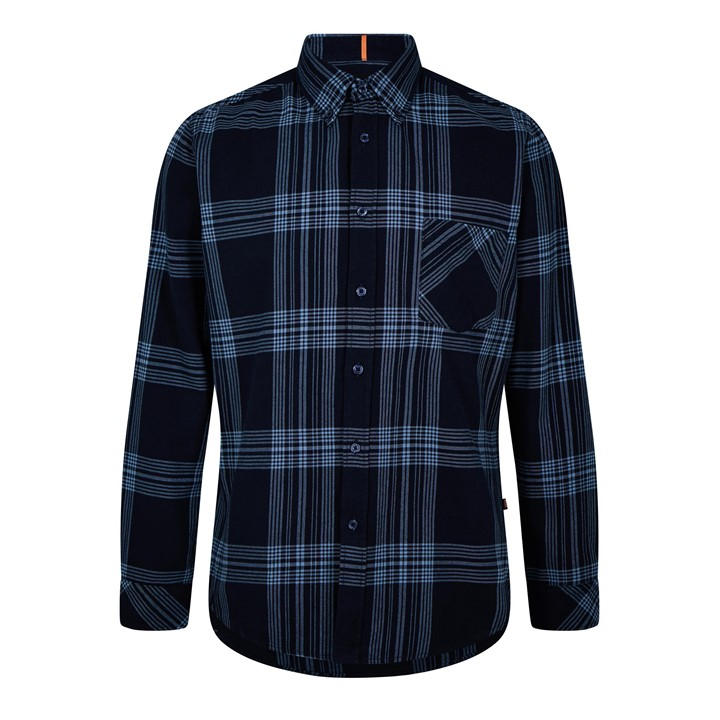 Boss Men's Blue Rickert M Orange Long Sleeve Patterned Shirt in Size 6XL, Sports Direct