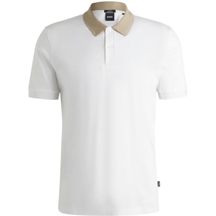Boss Men's White Phillipson Cotton Short Sleeve Slim Fit Polo Shirt in Size 2XL, Sports Direct