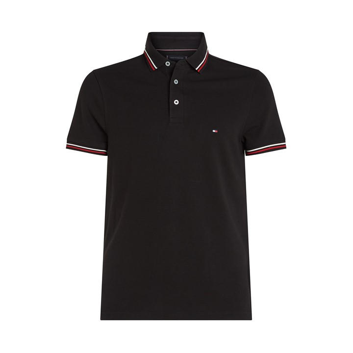Tommy Hilfiger Men's Black Tipped Slim Fit Polo in Size 2XL, Sports Direct