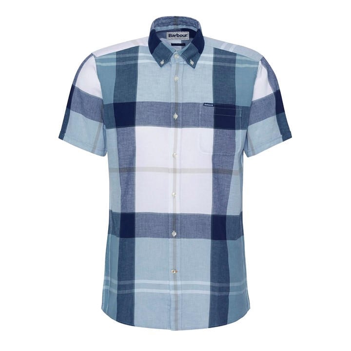 Barbour Men's Blue Douglas Short Sleeve Shirt in Size L, Sports Direct