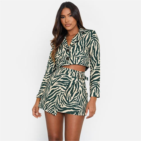 I Saw It First - ISAWITFIRST Zebra Printed Belted Mini Wrap Skirt