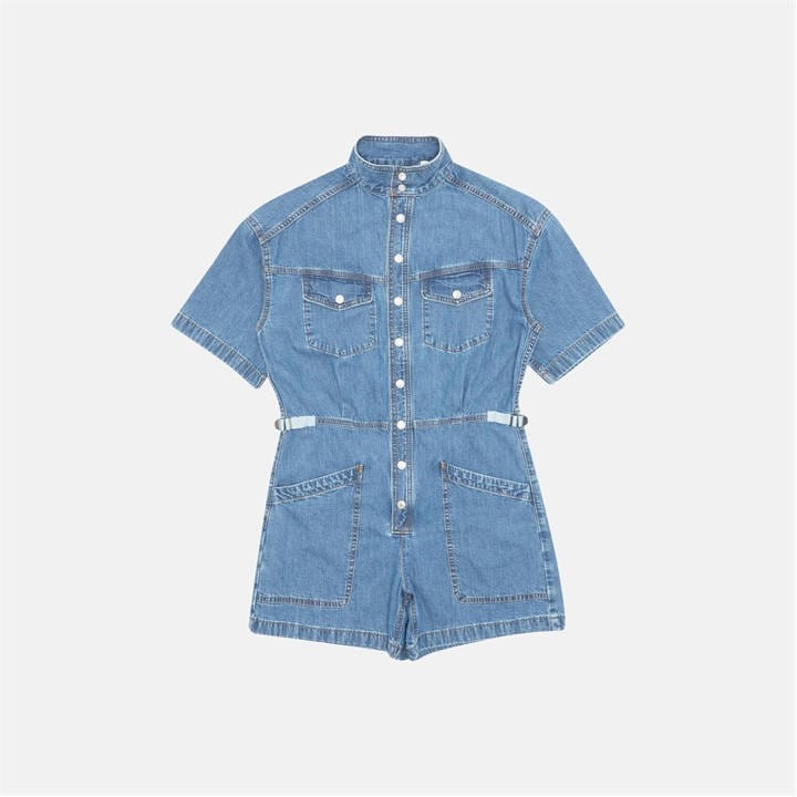 Levis Women's Blue Short-Sleeve Surplus Playsuit in Size 14, Sports Direct