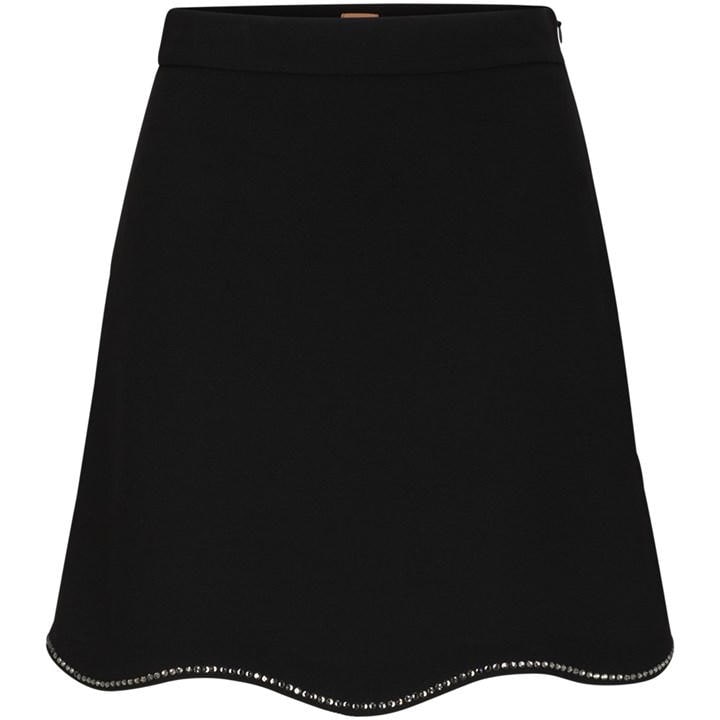 Boss Women's Black Varewa Mini Skirt A-Line With Rhinestones in Size 18, Sports Direct