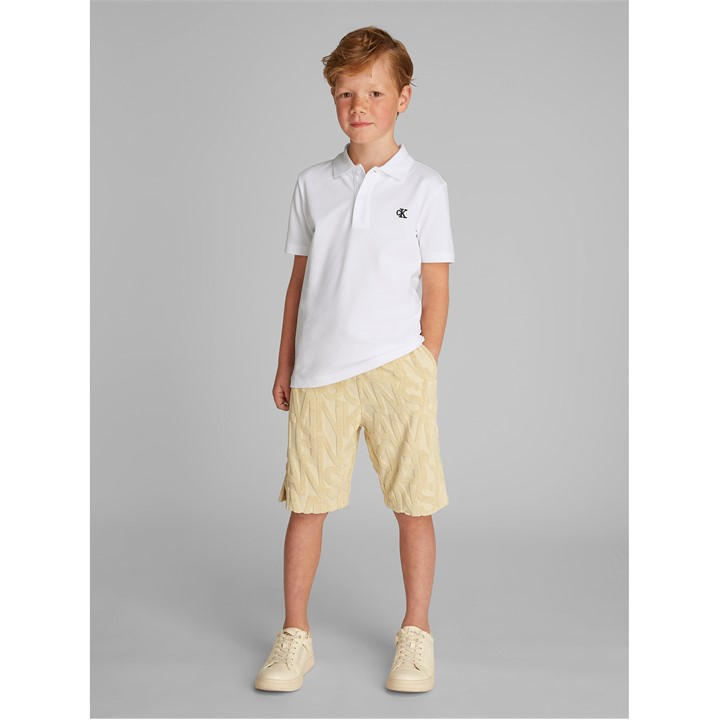 Calvin Klein Jeans Boys White Kids' Essential Short Sleeve Polo Shirt in Size 5 - 6 Years, Sports Direct