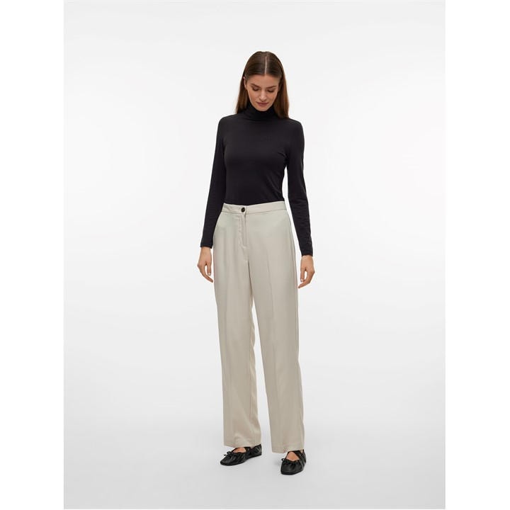 Vero Moda Women's Cream Vmrita Mid Waist Trousers in Size 34 R, Sports Direct