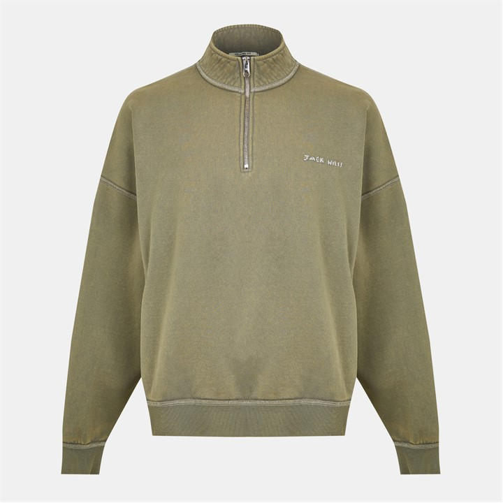 Jack Wills Men' Green Quarter-Zip Fleece in Size S, Sports Direct