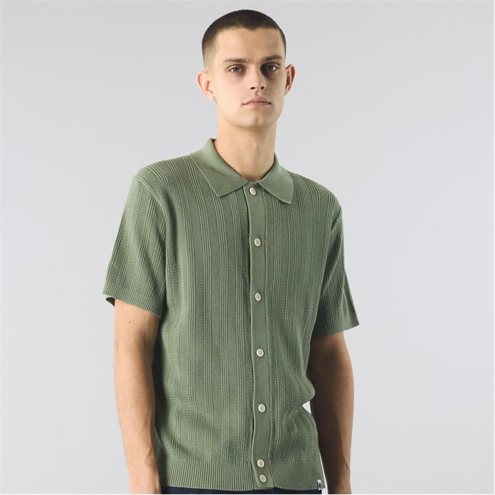 Pretty Green Men' Green Pretty Short-Sleeve Plain Shirt in Size S, Sports Direct
