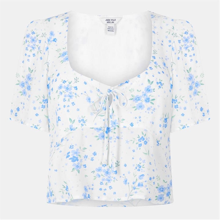 Jack Wills Women's White Jw Keyhole Short-Sleeve Blouse in Size 12, Sports Direct